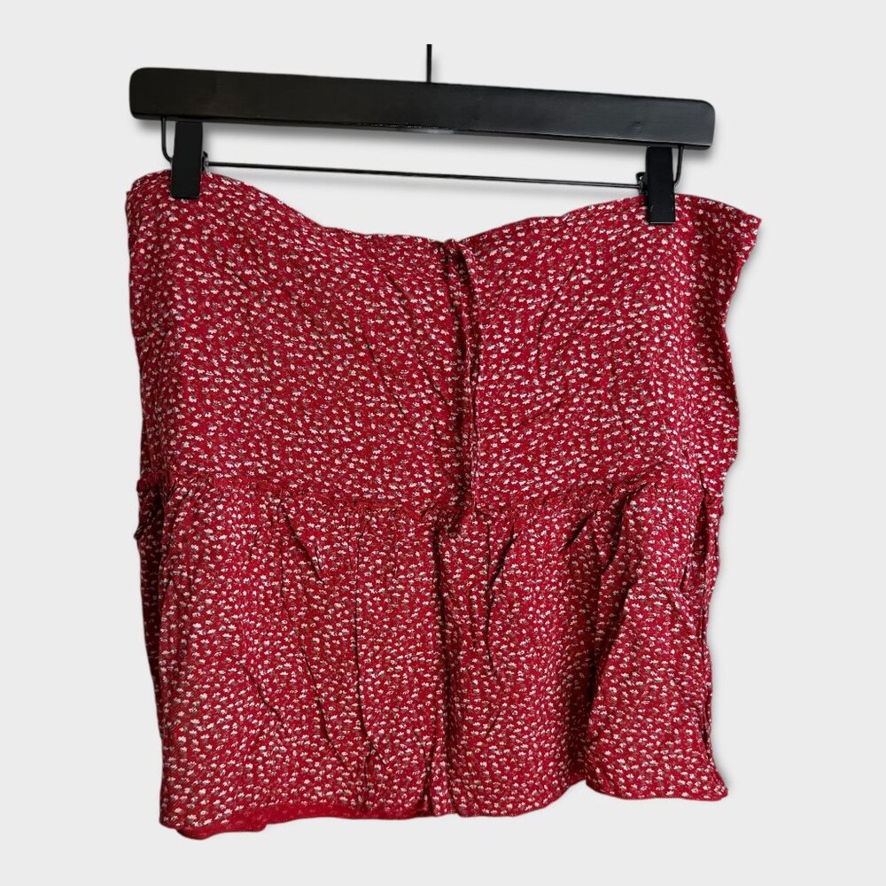 Brandy Melville Red Floral Mini Skirt